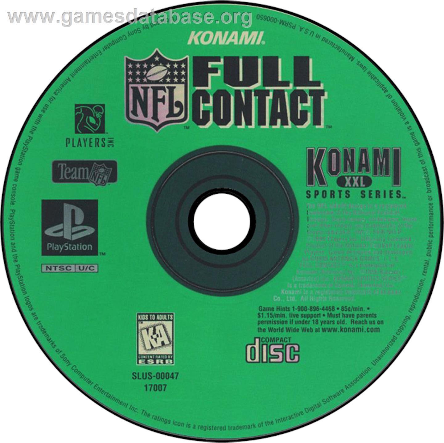 NFL Full Contact - Sony Playstation - Artwork - Disc