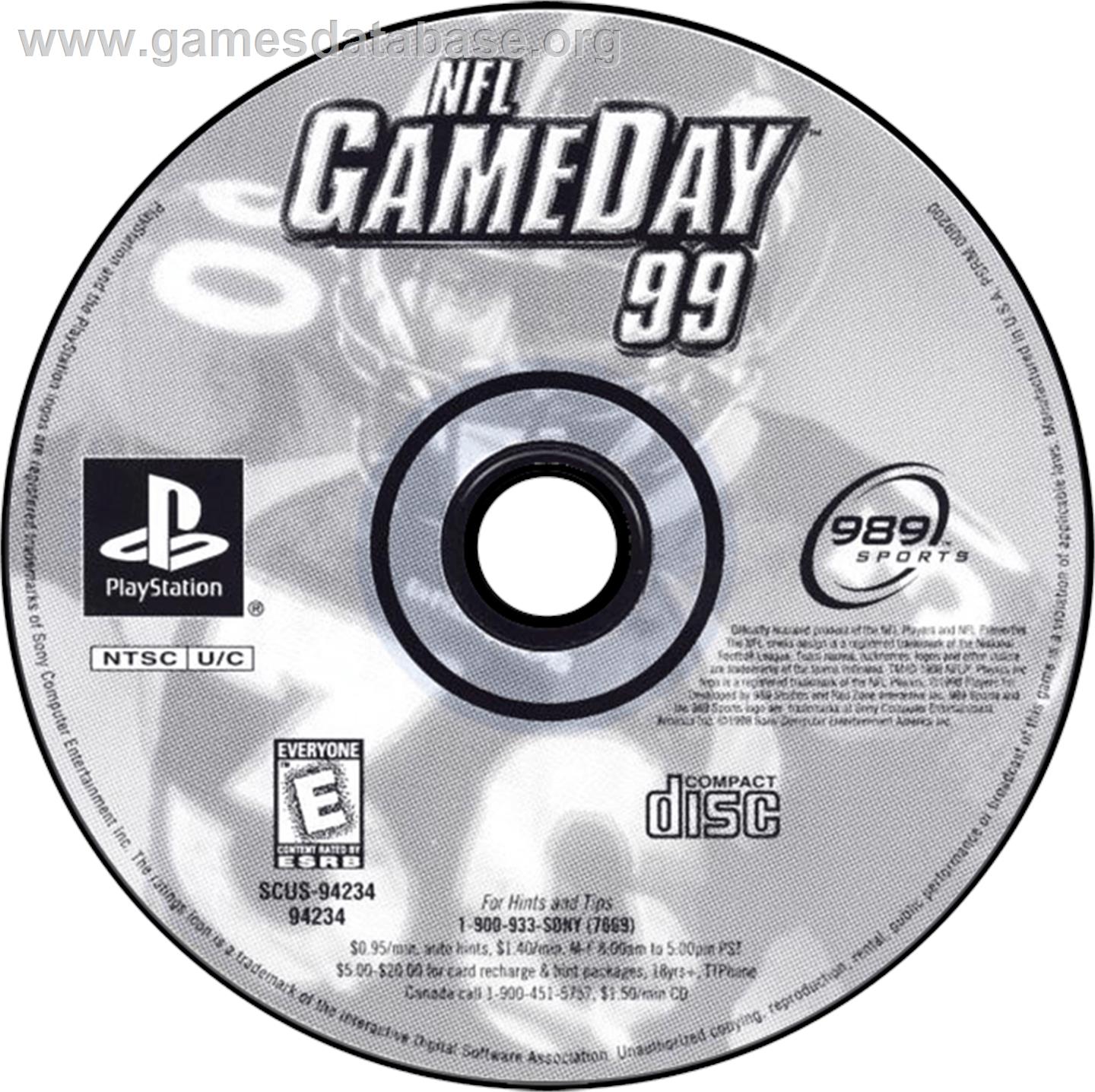 NFL GameDay '99 - Sony Playstation - Artwork - Disc