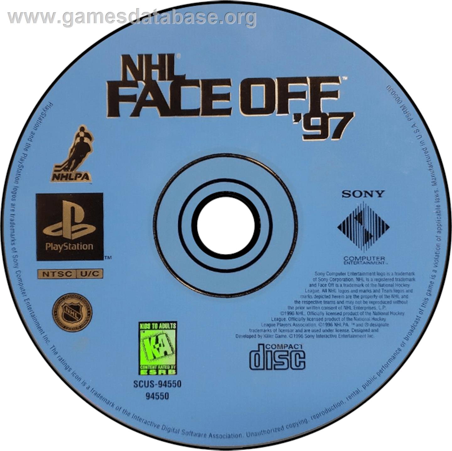 NHL FaceOff '97 - Sony Playstation - Artwork - Disc