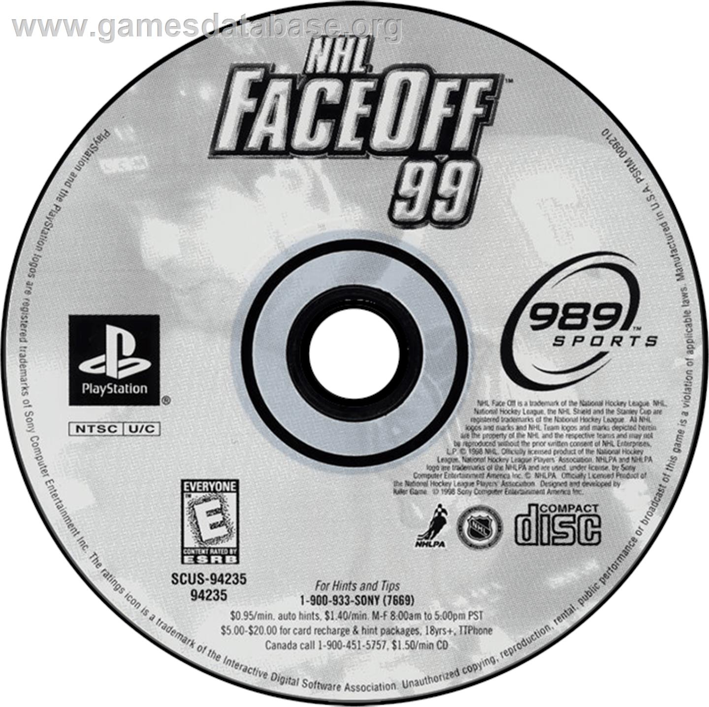 NHL FaceOff '99 - Sony Playstation - Artwork - Disc