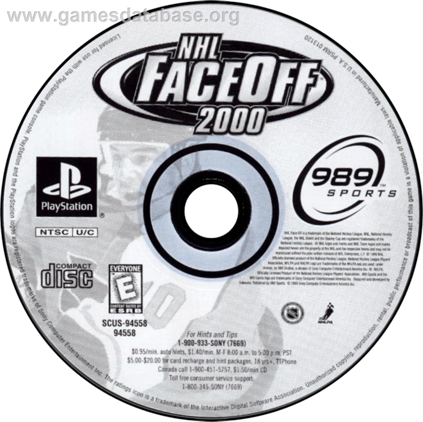 NHL FaceOff 2000 - Sony Playstation - Artwork - Disc