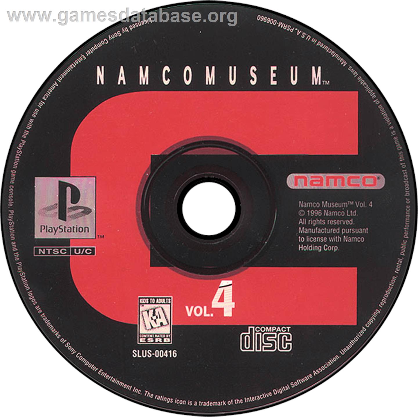 Namco Museum Vol. 4 - Sony Playstation - Artwork - Disc