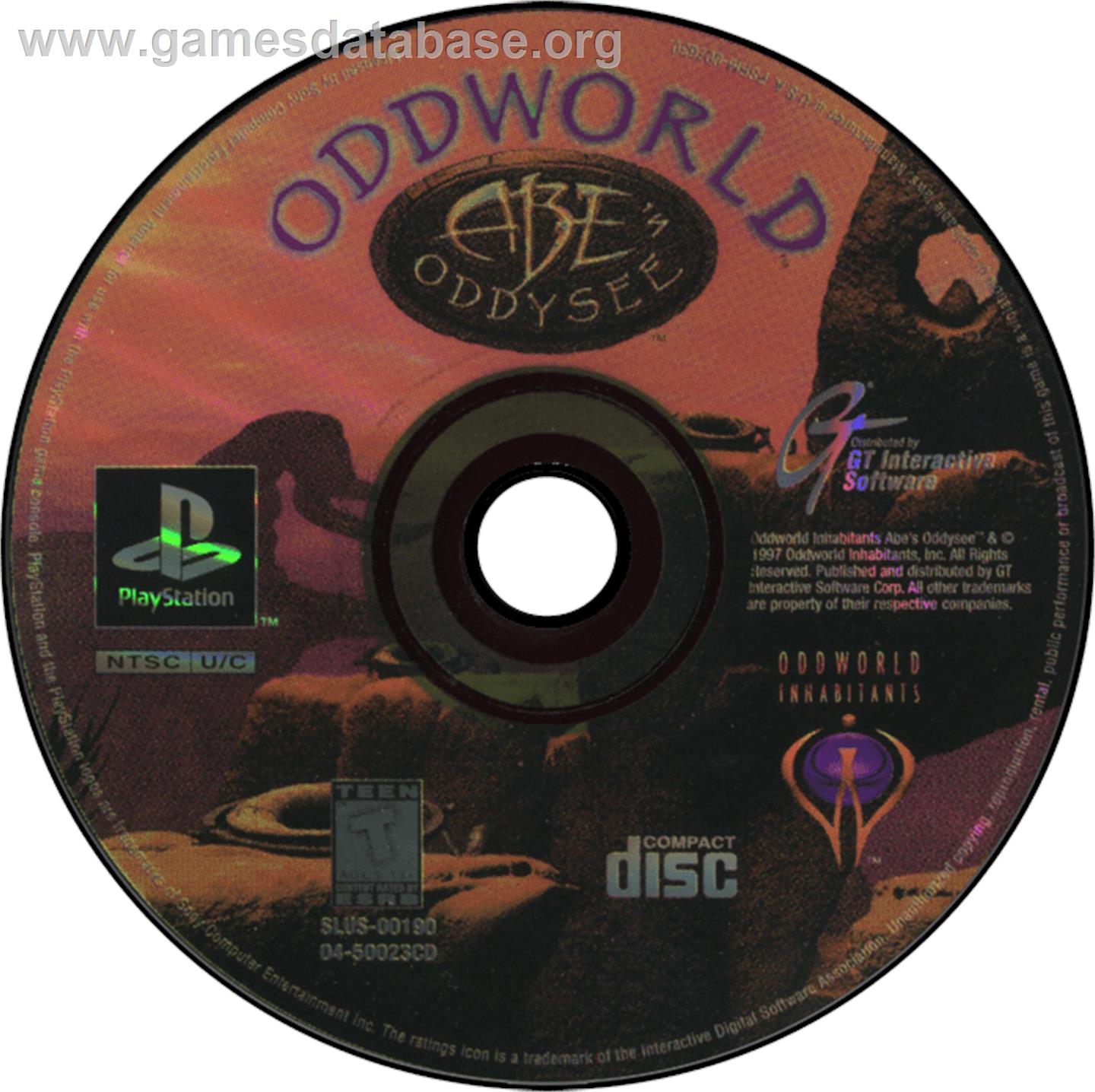 Oddworld: Abe's Oddysee - Sony Playstation - Artwork - Disc