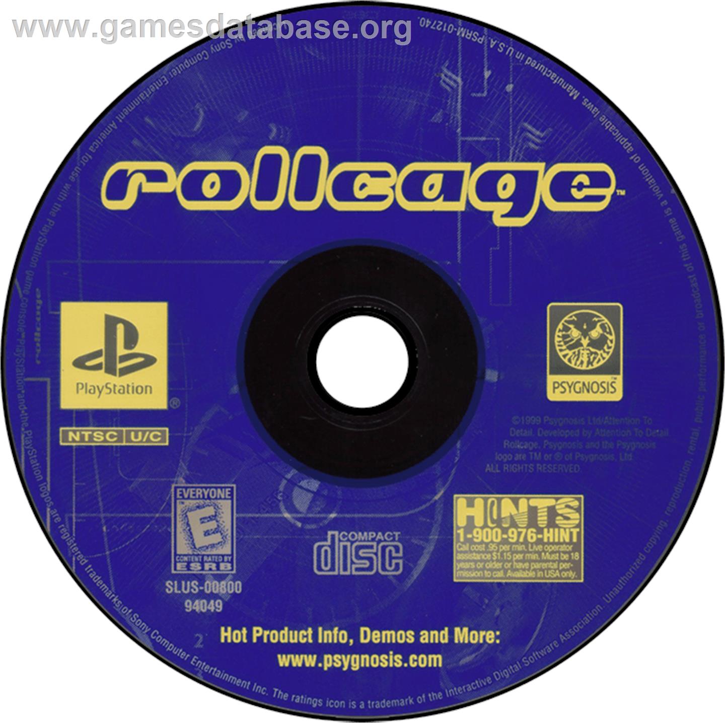 Rollcage: Limited Edition - Sony Playstation - Artwork - Disc