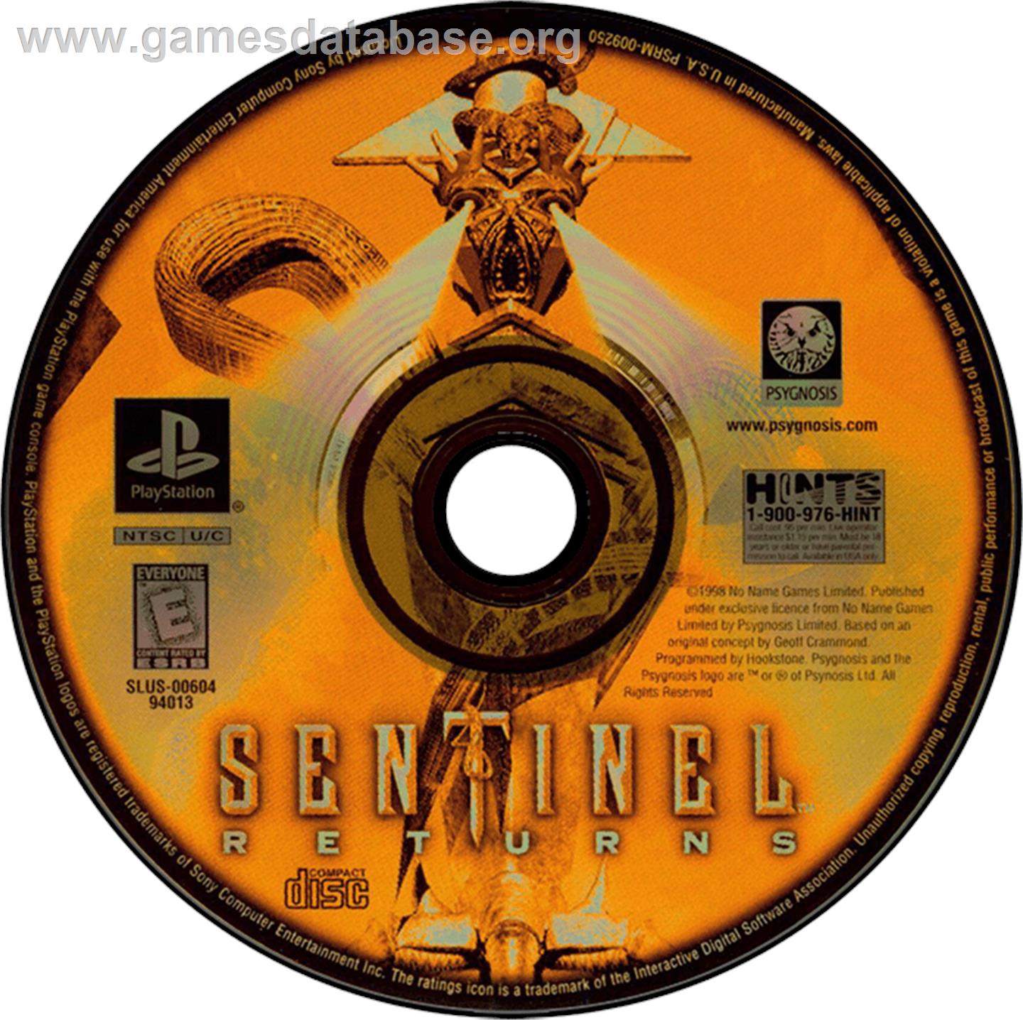Sentinel Returns - Sony Playstation - Artwork - Disc