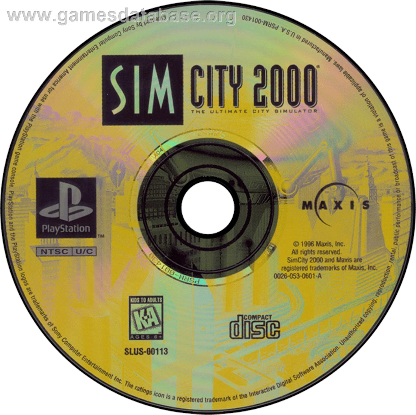SimCity 2000 - Sony Playstation - Artwork - Disc