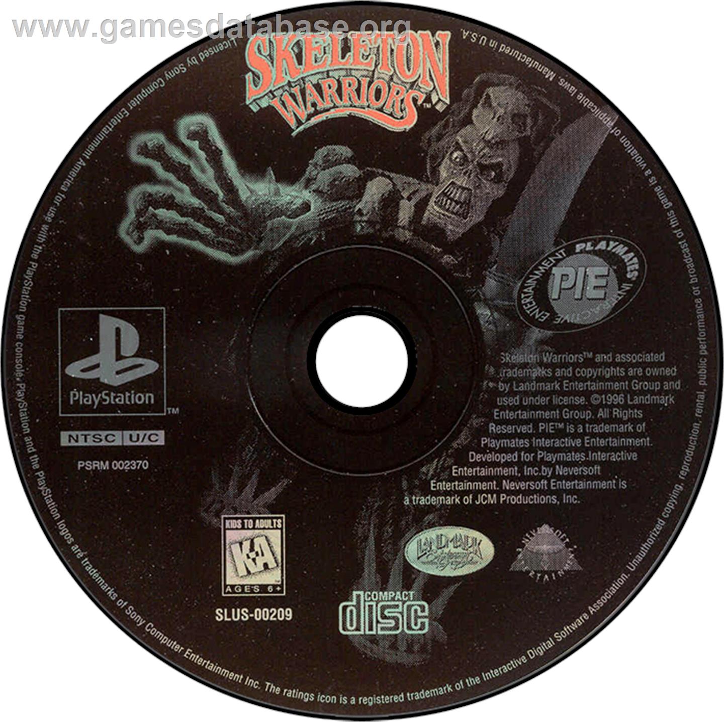 Skeleton Warriors - Sony Playstation - Artwork - Disc
