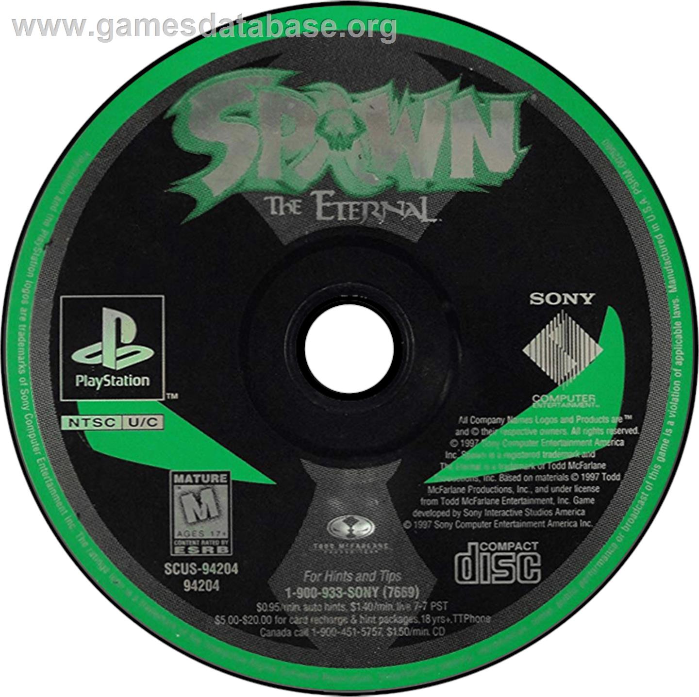 Spawn: The Eternal - Sony Playstation - Artwork - Disc