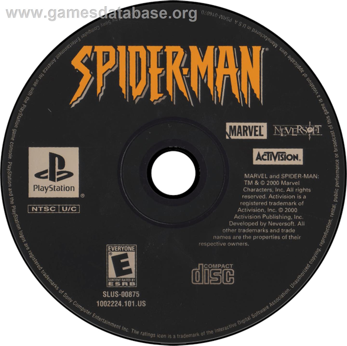 Spider-Man - Sony Playstation - Artwork - Disc