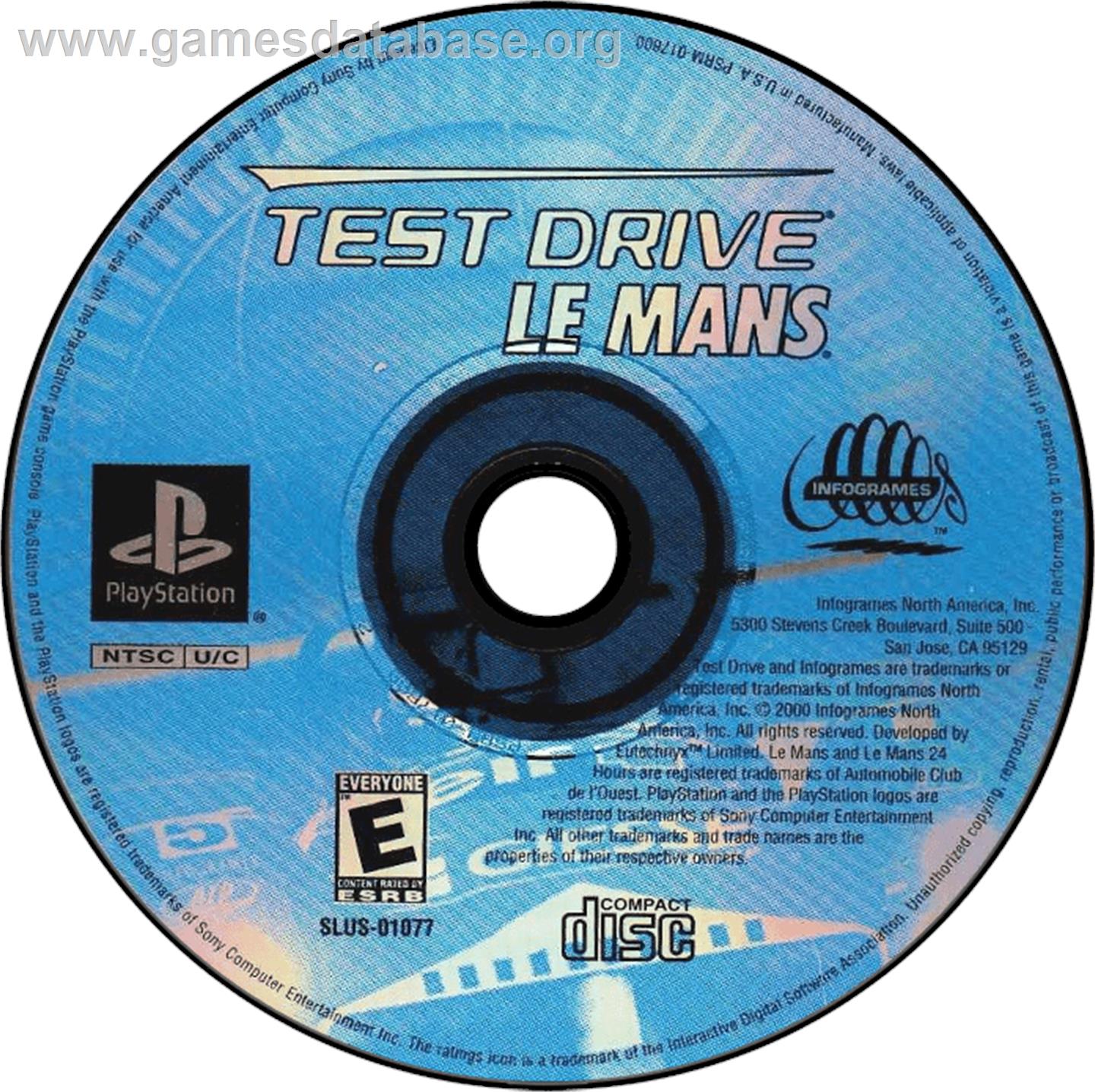 Test Drive: Le Mans - Sony Playstation - Artwork - Disc