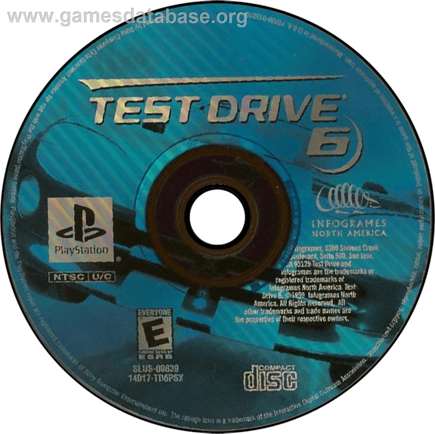Test Drive 6 - Sony Playstation - Artwork - Disc