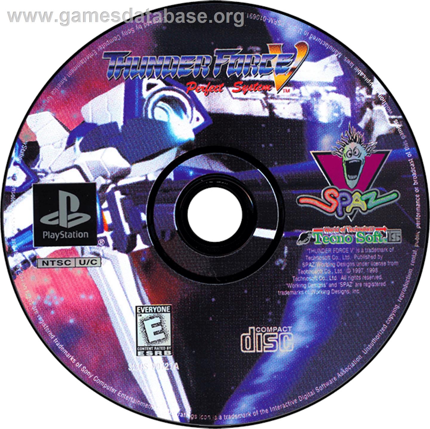 Thunder Force V: Perfect System - Sony Playstation - Artwork - Disc