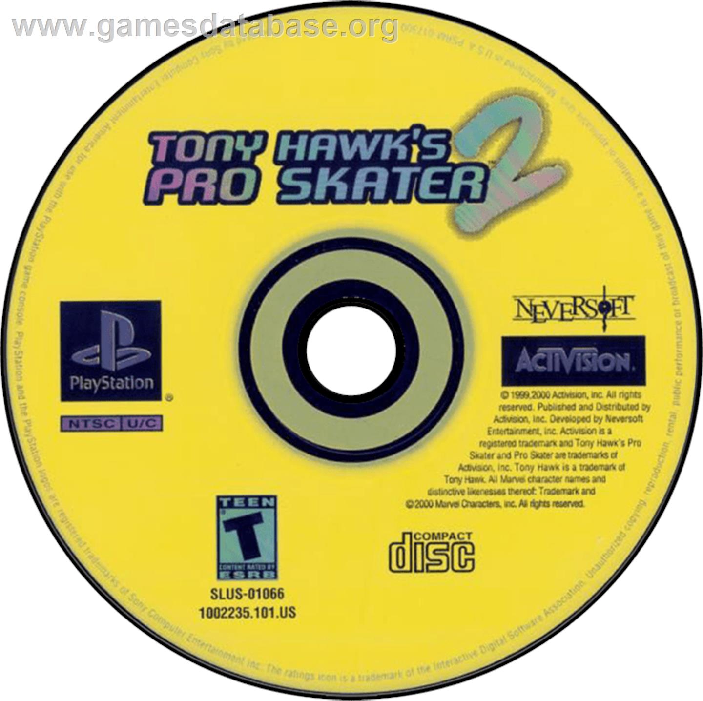 Tony Hawk's Pro Skater 2 - Sony Playstation - Artwork - Disc