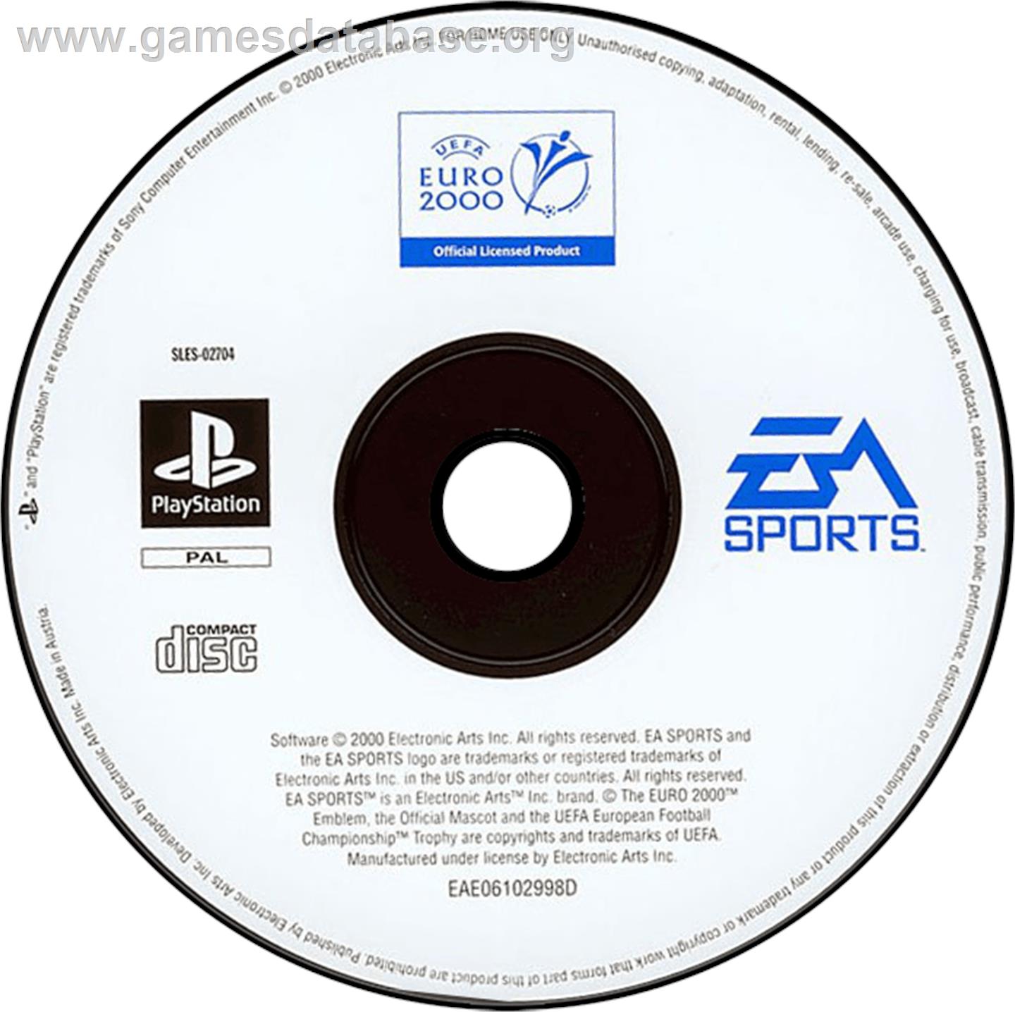 UEFA Euro 2000 - Sony Playstation - Artwork - Disc
