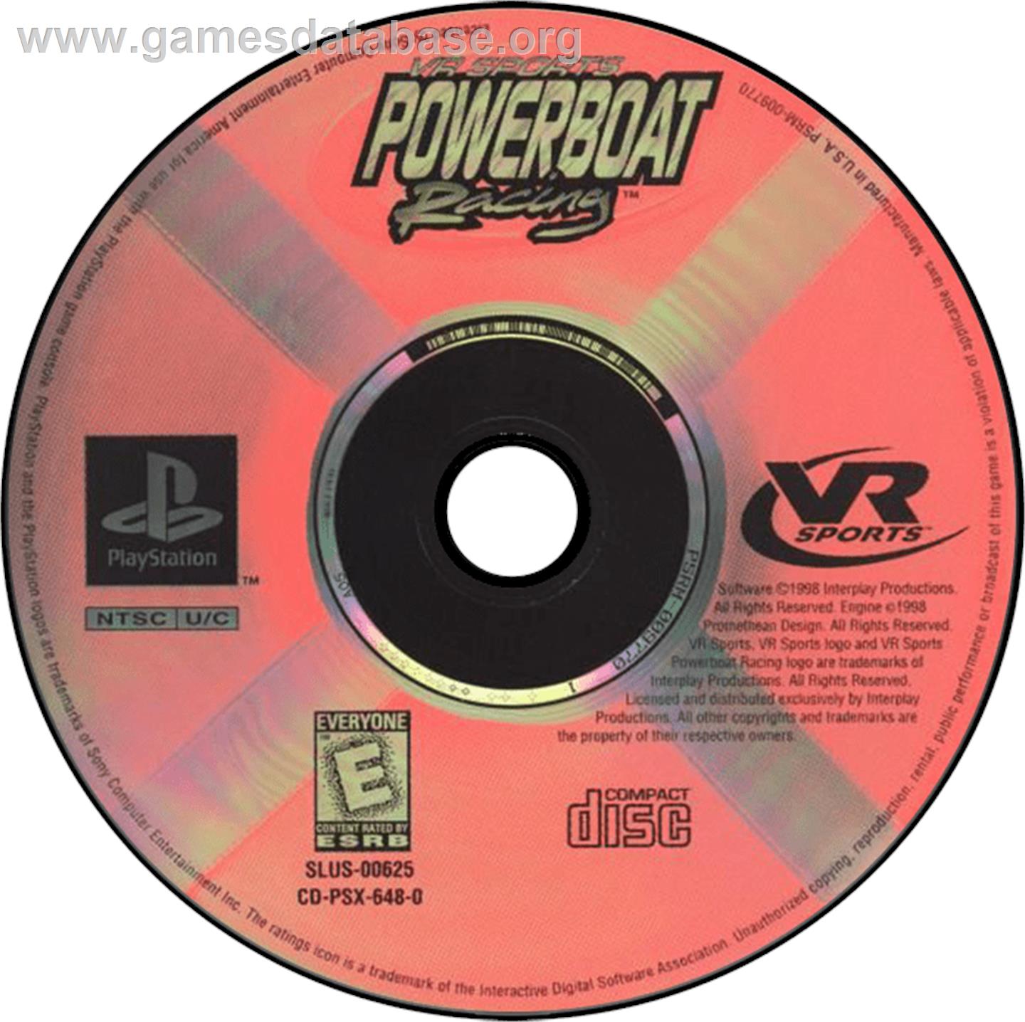 VR Sports Powerboat Racing - Sony Playstation - Artwork - Disc