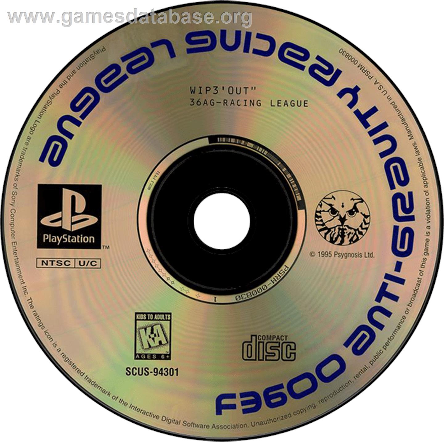 Wipeout - Sony Playstation - Artwork - Disc