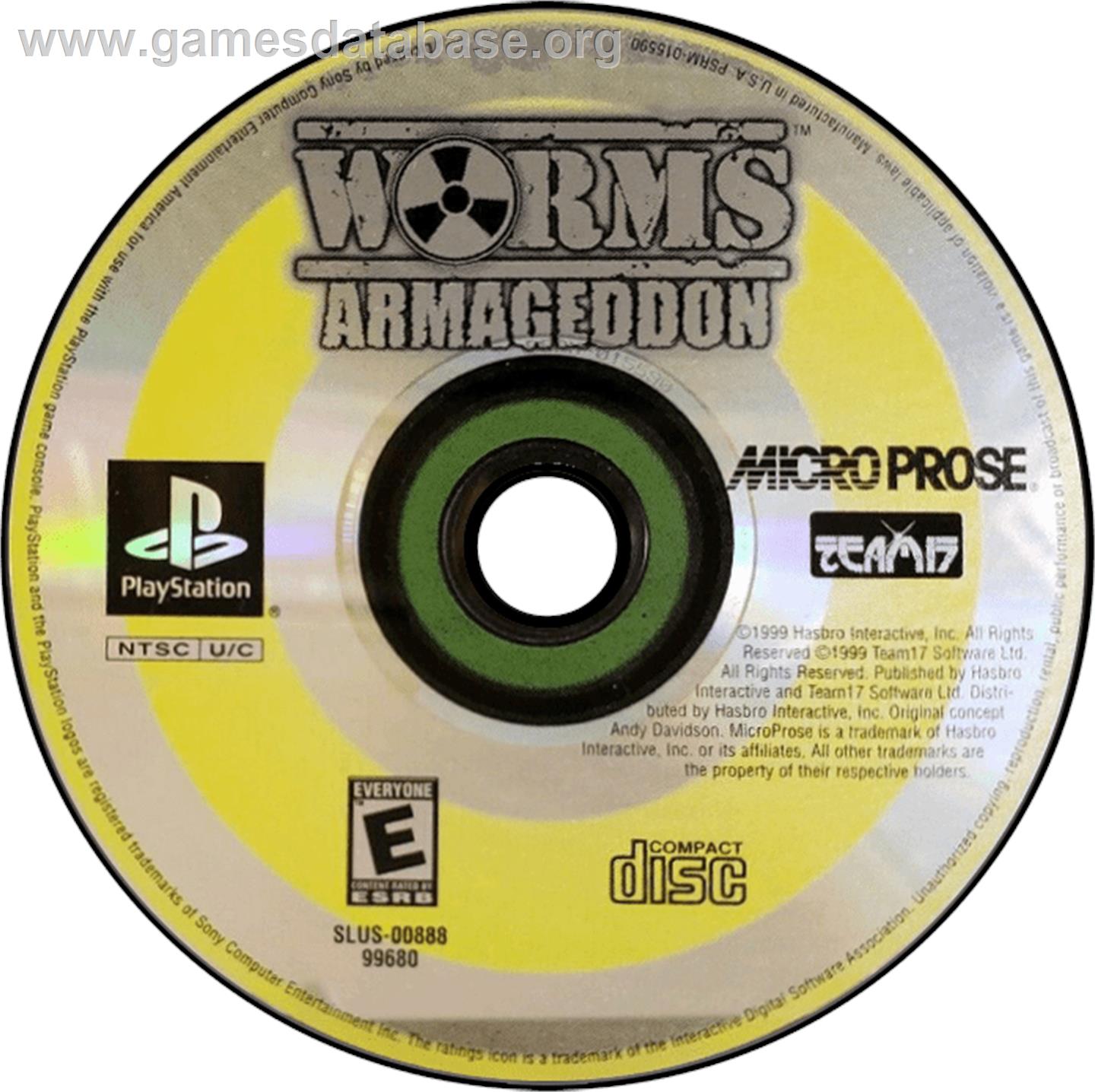 Worms Armageddon - Sony Playstation - Artwork - Disc