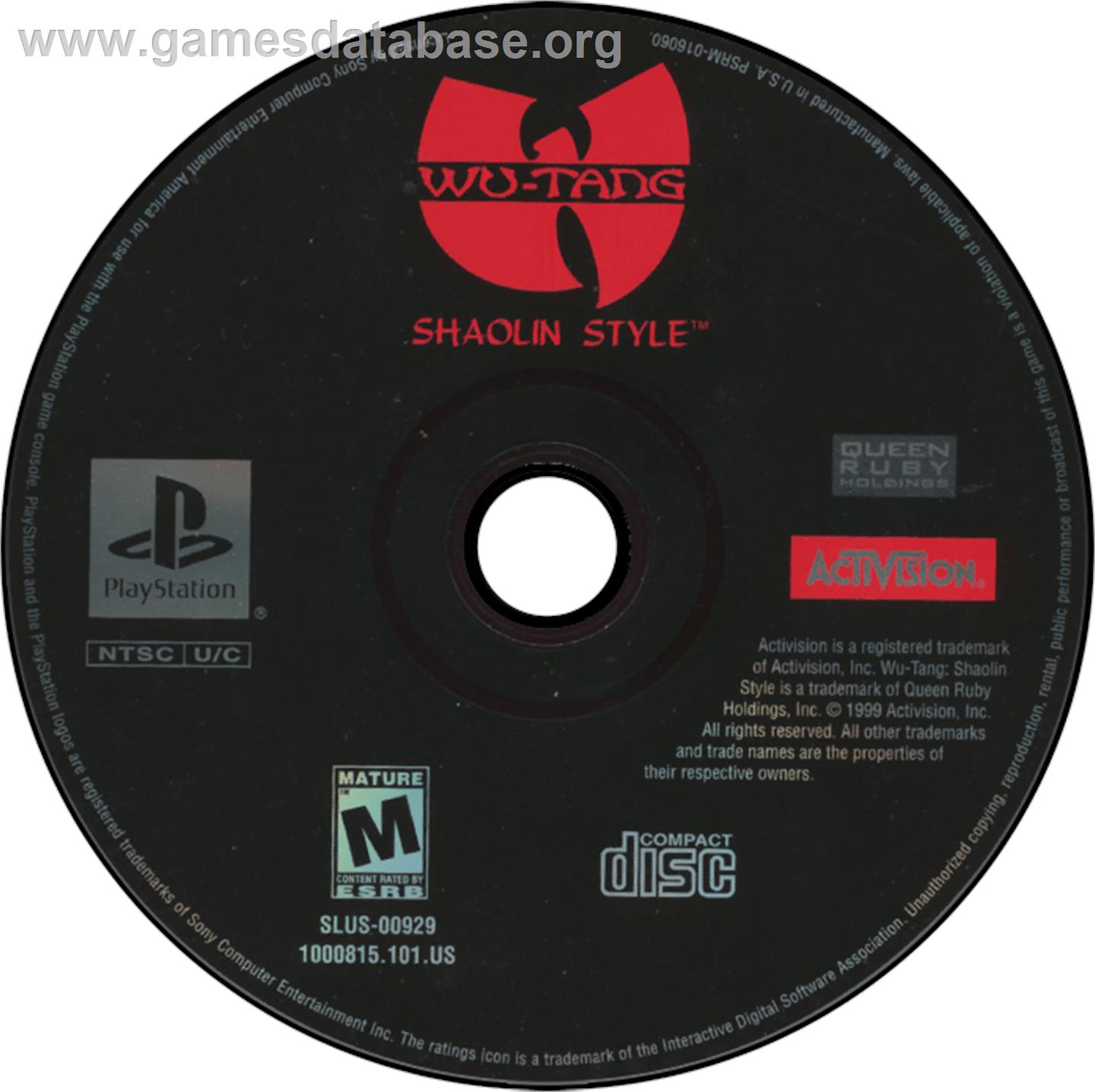 Wu-Tang: Shaolin Style - Sony Playstation - Artwork - Disc