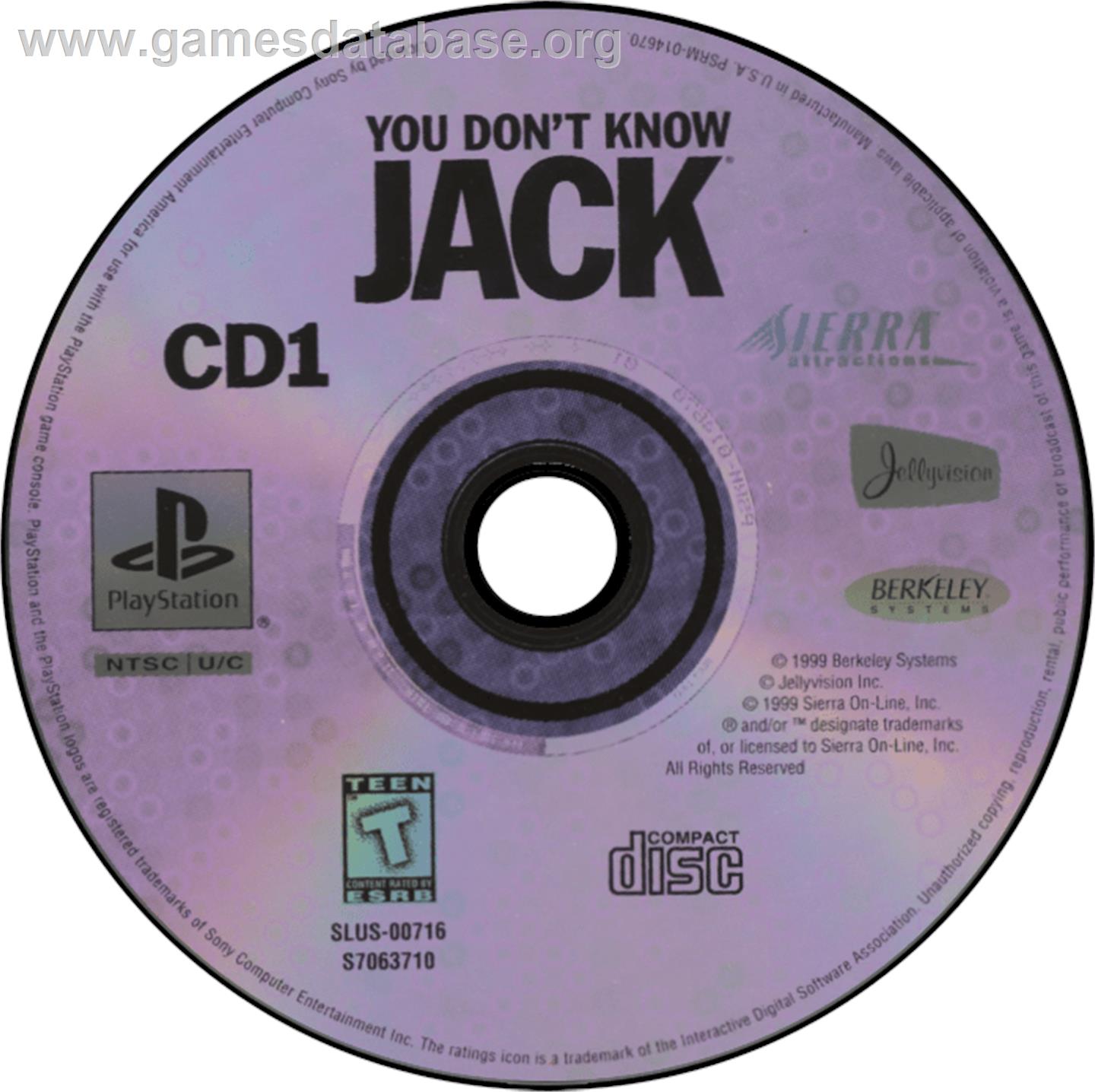 You Don't Know Jack - Sony Playstation - Artwork - Disc