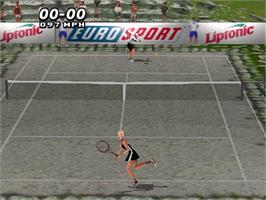 In game image of All Star Tennis '99 on the Sony Playstation.