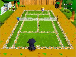 In game image of Baby Felix Tennis on the Sony Playstation.