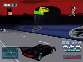In game image of Batman - Gotham City Racer on the Sony Playstation.