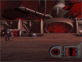 In game image of Creature Shock on the Sony Playstation.