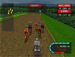 In game image of Derby Jockey 2001 on the Sony Playstation.