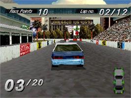 In game image of Destruction Derby on the Sony Playstation.