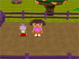 In game image of Dora the Explorer: Barnyard Buddies on the Sony Playstation.