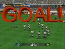 In game image of Dynamite Soccer 2002 on the Sony Playstation.