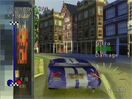 In game image of Europe Racer on the Sony Playstation.