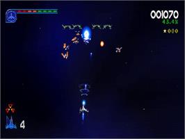 In game image of Galaga - Destination Earth on the Sony Playstation.