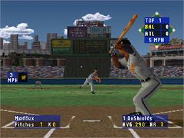 In game image of High Heat Baseball 2000 on the Sony Playstation.