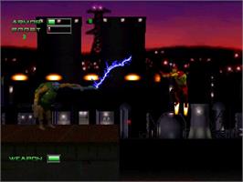 In game image of Iron Man / X-O Manowar in Heavy Metal on the Sony Playstation.