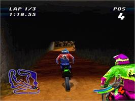 In game image of Jeremy Mcgrath Supercross 98 on the Sony Playstation.