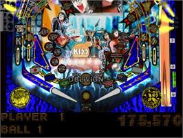 In game image of Kiss Pinball on the Sony Playstation.