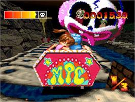 In game image of Mad Panic Coaster on the Sony Playstation.