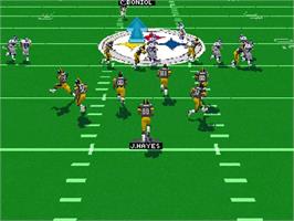 In game image of Madden NFL 96 on the Sony Playstation.