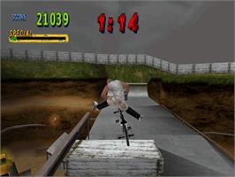 In game image of Mat Hoffman's Pro Bmx on the Sony Playstation.