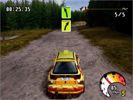 In game image of Mobil 1 Rally Championship on the Sony Playstation.