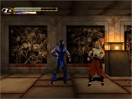 In game image of Mortal Kombat Mythologies Sub-zero on the Sony Playstation.