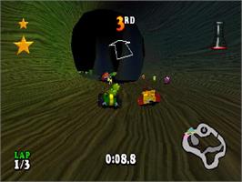 In game image of Muppet Racemania on the Sony Playstation.