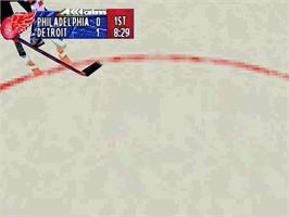 In game image of NHL Breakaway 98 on the Sony Playstation.