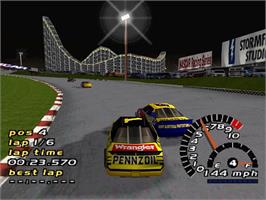 In game image of Nascar 2000 on the Sony Playstation.