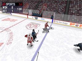 In game image of Nhl 99 on the Sony Playstation.