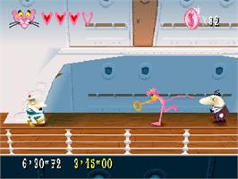 In game image of Pink Panther: Pinkadelic Pursuit on the Sony Playstation.