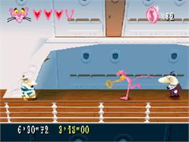 In game image of Pink Panther - Pinkadelic Pursuit on the Sony Playstation.