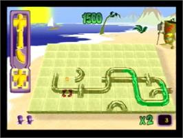 In game image of Pipe Mania 3d on the Sony Playstation.