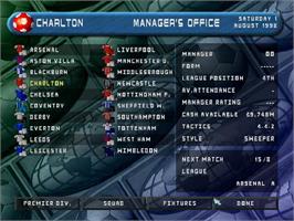In game image of Player Manager Ninety Nine on the Sony Playstation.